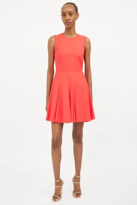Red Pleated A-line Dress