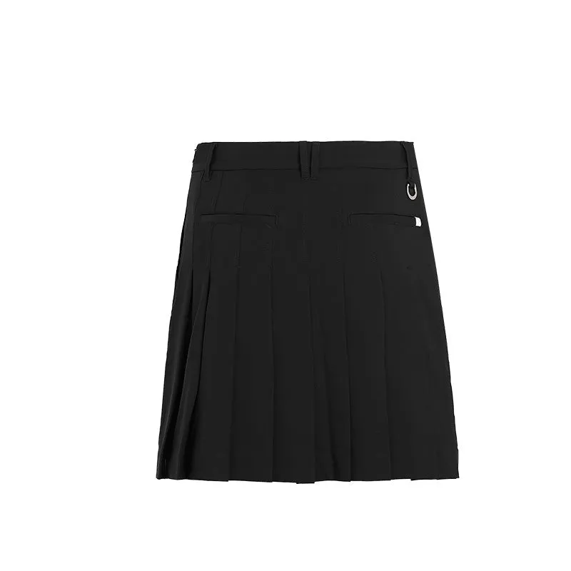 SVG Golf Black Stretch Pleated Quick-dry Skirt (Longer Version)