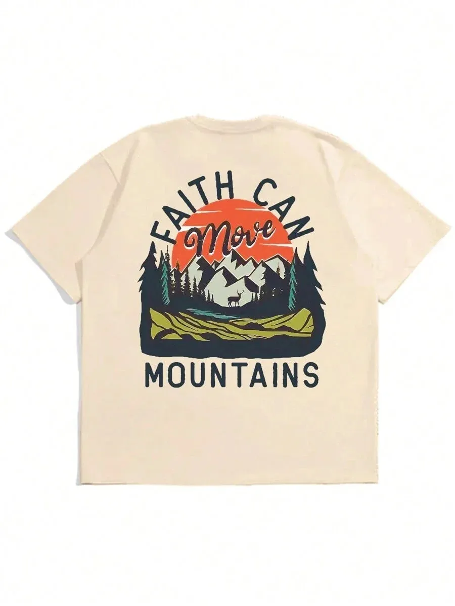 SXV  'Faith can move mountains’ Printed Cool Aesthetic Oversized Baggy T-shirt