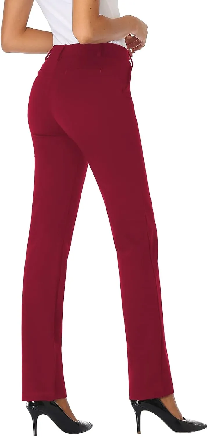 Tapata Women's Stretchy Straight Leg Dress Pants with Pockets Petite/28'' Regular/30'' Long/32'' Tall/34'' for Work Business