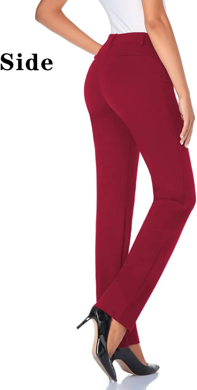 Tapata Women's Stretchy Straight Leg Dress Pants with Pockets Petite/28'' Regular/30'' Long/32'' Tall/34'' for Work Business