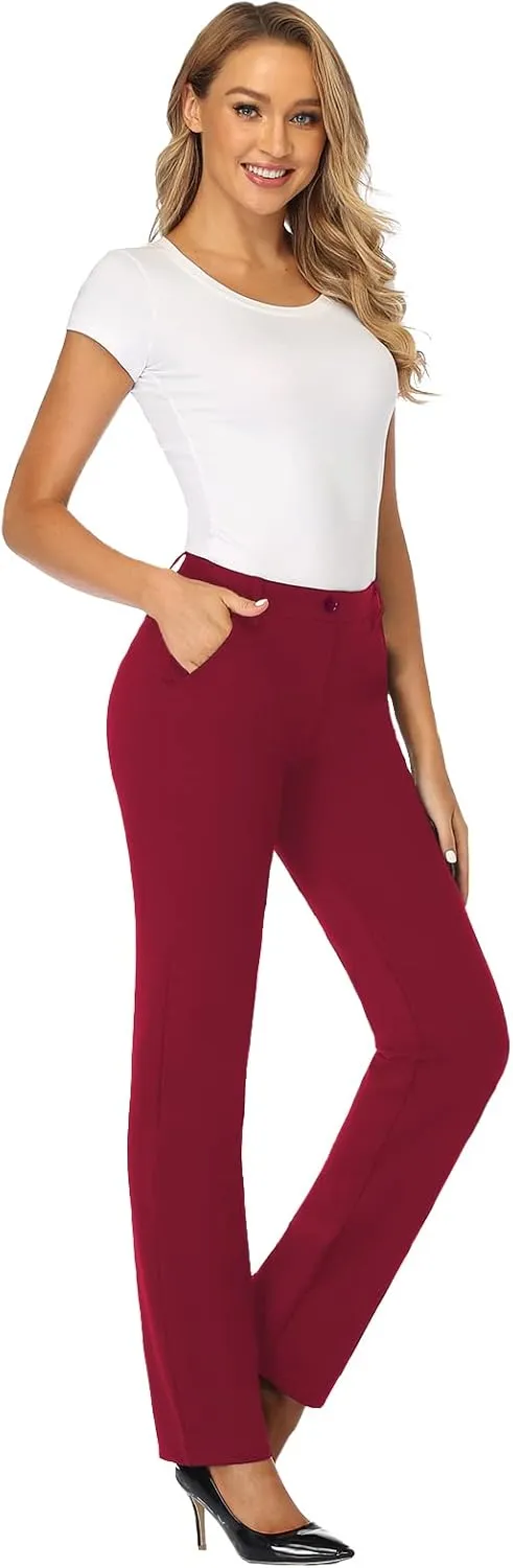 Tapata Women's Stretchy Straight Leg Dress Pants with Pockets Petite/28'' Regular/30'' Long/32'' Tall/34'' for Work Business