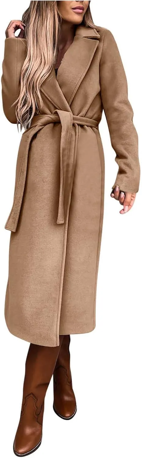 Trench Coats for Women Long Jacket Loose Fitting Warm Winter Outwear Fashion Lapel Jacket Coats Long Coats for Women