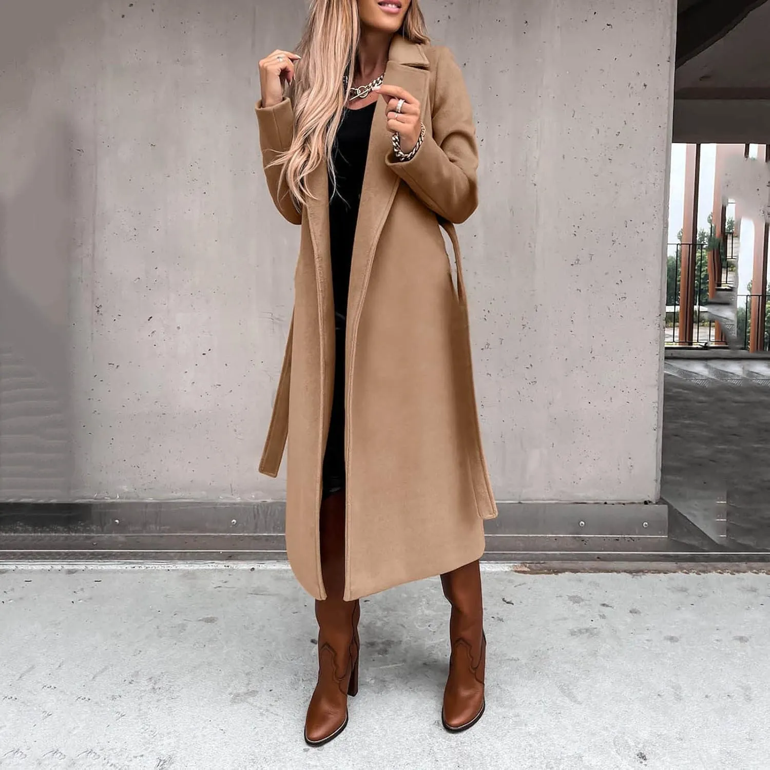 Trench Coats for Women Long Jacket Loose Fitting Warm Winter Outwear Fashion Lapel Jacket Coats Long Coats for Women