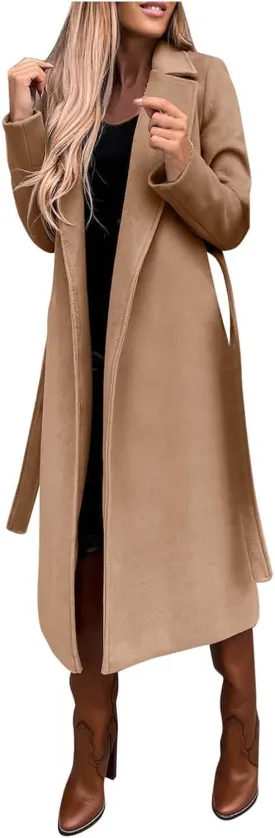 Trench Coats for Women Long Jacket Loose Fitting Warm Winter Outwear Fashion Lapel Jacket Coats Long Coats for Women