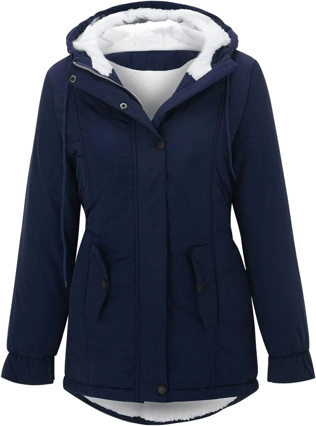 Women 2024 Winter Coat Plus Size Thicken Warm Wool Blend Windbreaker Jackets Fashion Fleece Lined Trench Coat Overcoats