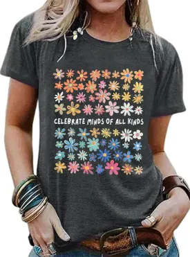 Women Wildflowers Shirt Boho Floral T-Shirt Cute Plant Floral Tops Garden Lovers Tee Shirt Inspirational Graphic Tops