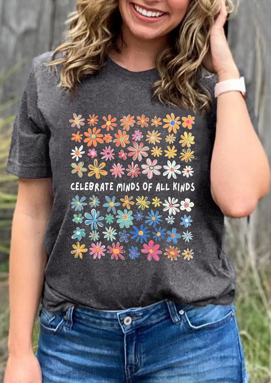 Women Wildflowers Shirt Boho Floral T-Shirt Cute Plant Floral Tops Garden Lovers Tee Shirt Inspirational Graphic Tops