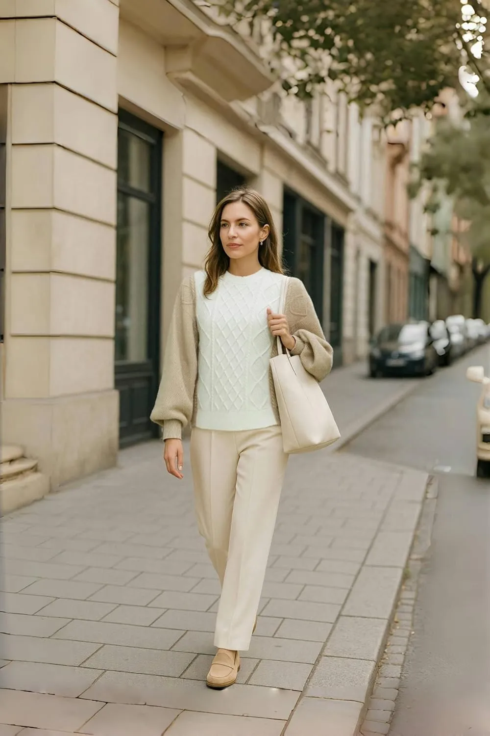Women's Color Block Cable Knit Sweater  Crewneck Long Sleeve Pullover, Soft Textured Knitwear for Fall and Winter