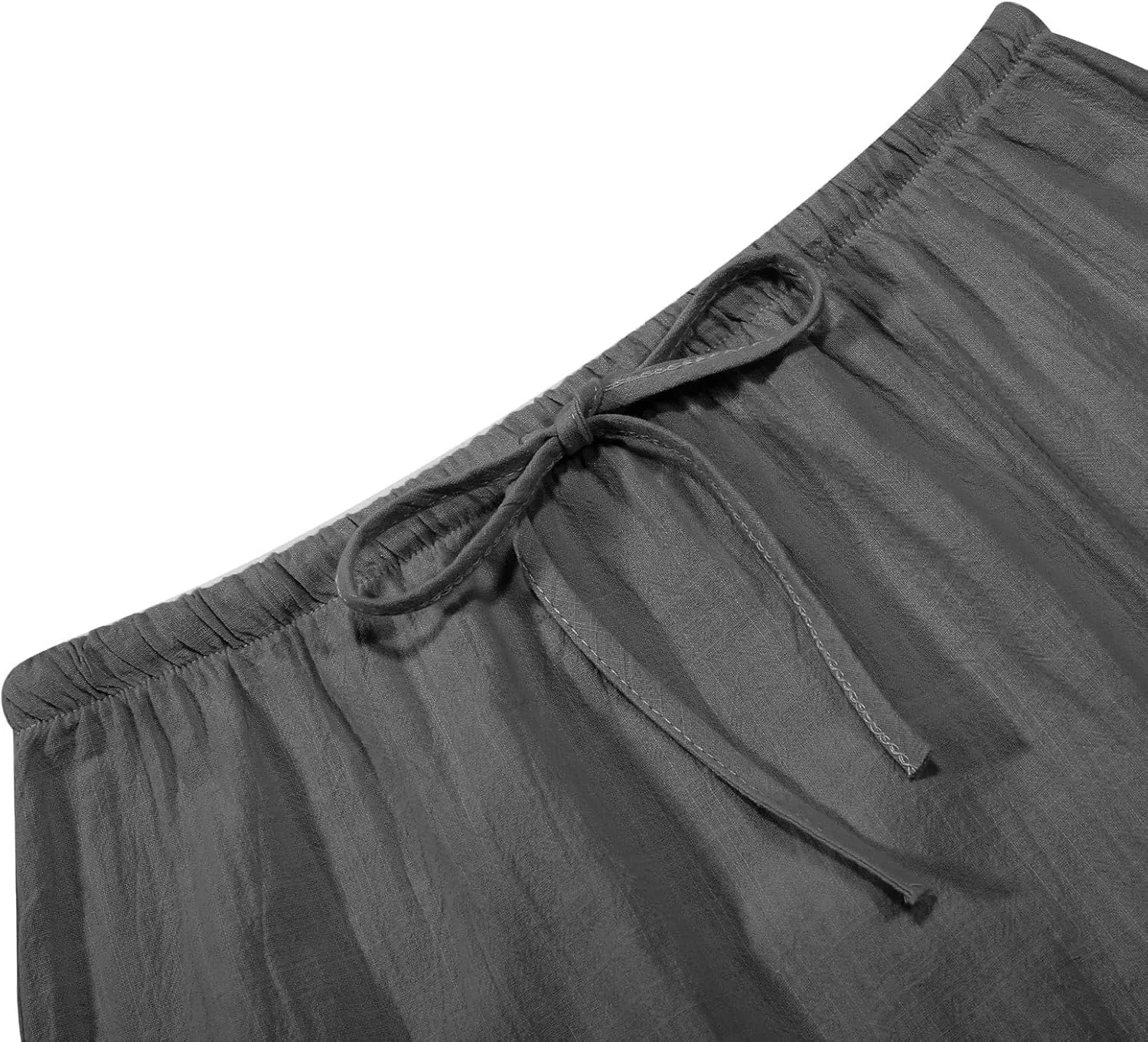 Womens Flared Maxi Skirt Summer Lightweight Drawstring High Waisted Skort Casual Breathable Solid Color A Line Skirt
