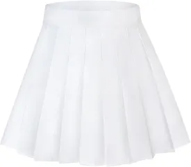 Womens Girl High Waisted Pleated Tennis Skirt A-Line Mini Skirt Uniform Athletic Cheerleader Skirt with Lining Short