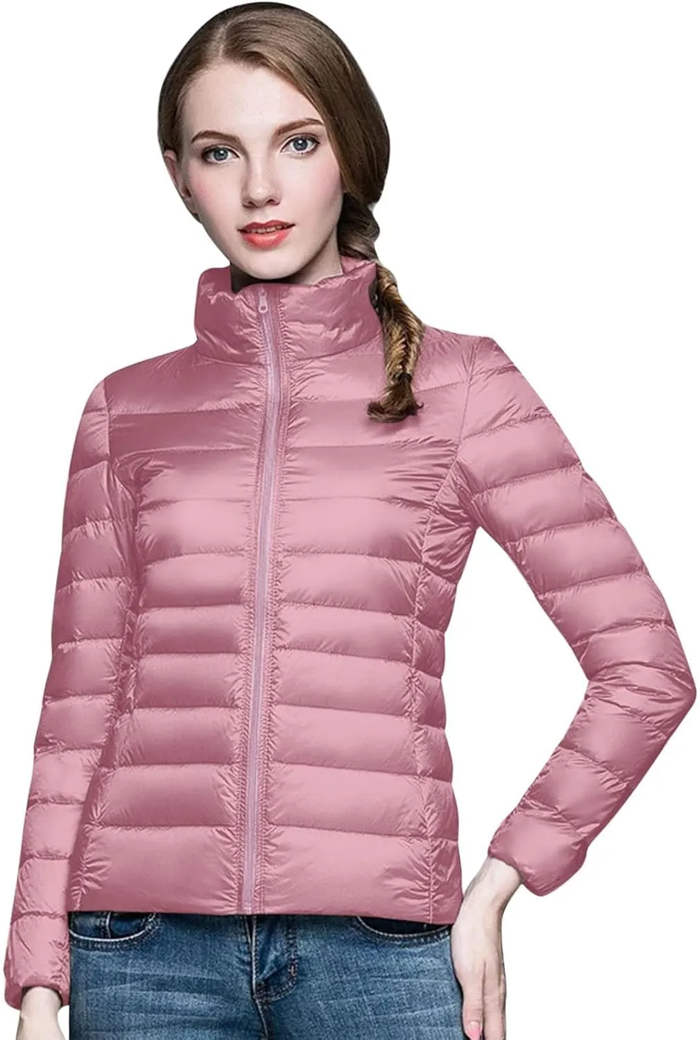Womens Puffer Jacket 2024 Winter Warm Packable Down Jacket Lightweight Slim Fit Hooded Jacket Short Duck Down Coat