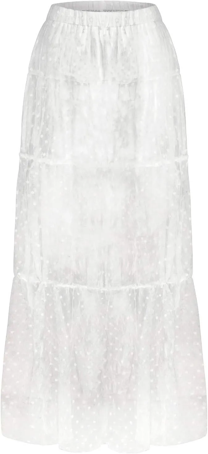 Women's Skirt A Line Fairy Elastic Waist Tulle Midi Skirt High Waist Skirts Mesh Dress for Women Mesh Skirts Jean
