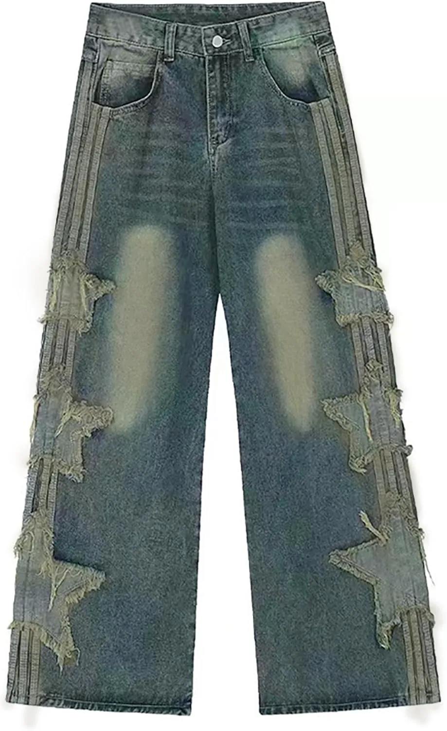 Womens Star Jeans Baggy Cargo Jeans Vintage Casual Y2K Outfits Straight Leg Denim with Pocket