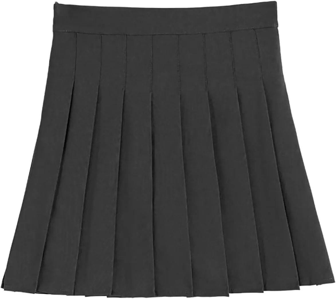 Womens Stretchy Pleated Skirt Comfort High Waist Cheerleader School Skirt Pencil Skirts