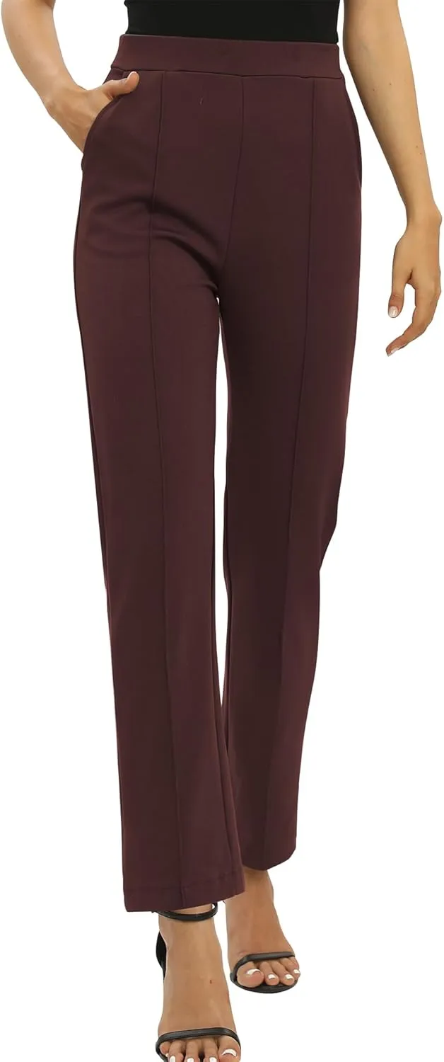 Women's Yoga Dress Pants Stretchy Casual Slacks Straight Leg Work Pants with Pockets