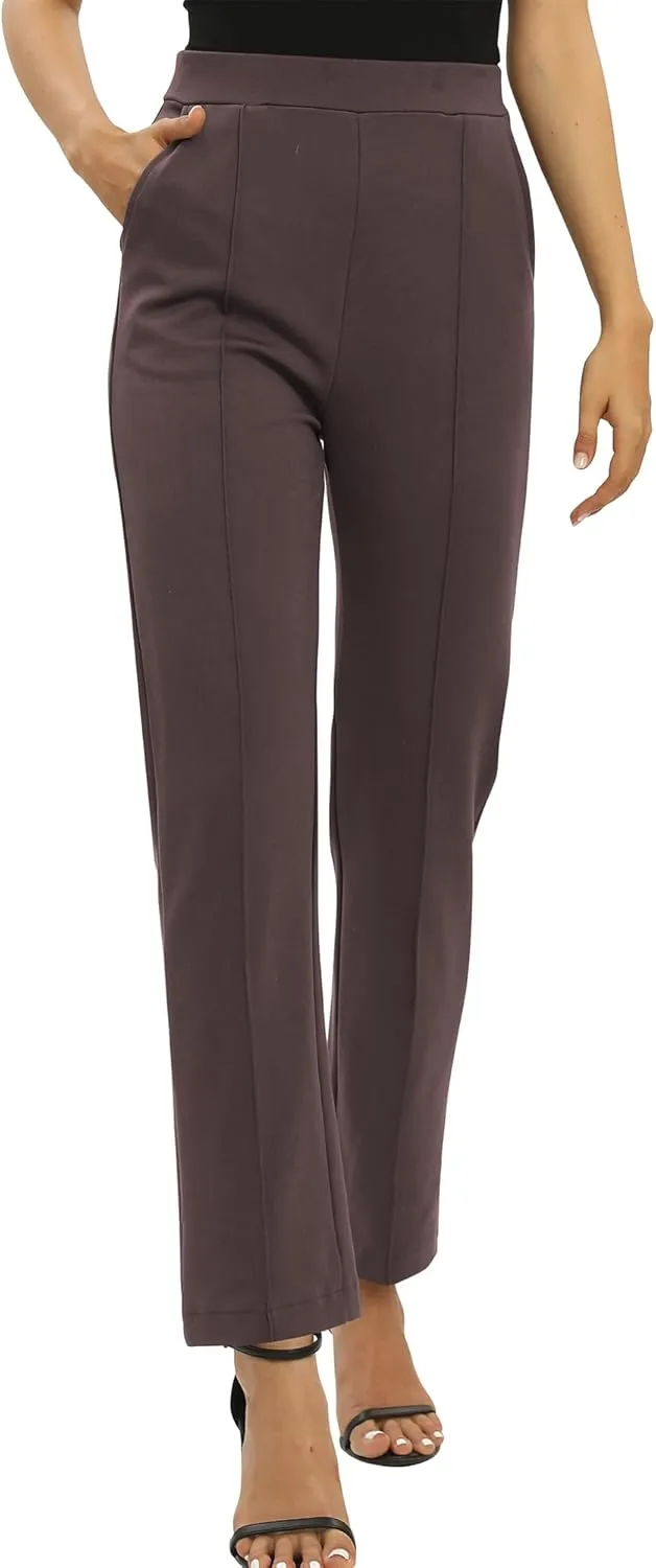 Women's Yoga Dress Pants Stretchy Casual Slacks Straight Leg Work Pants with Pockets