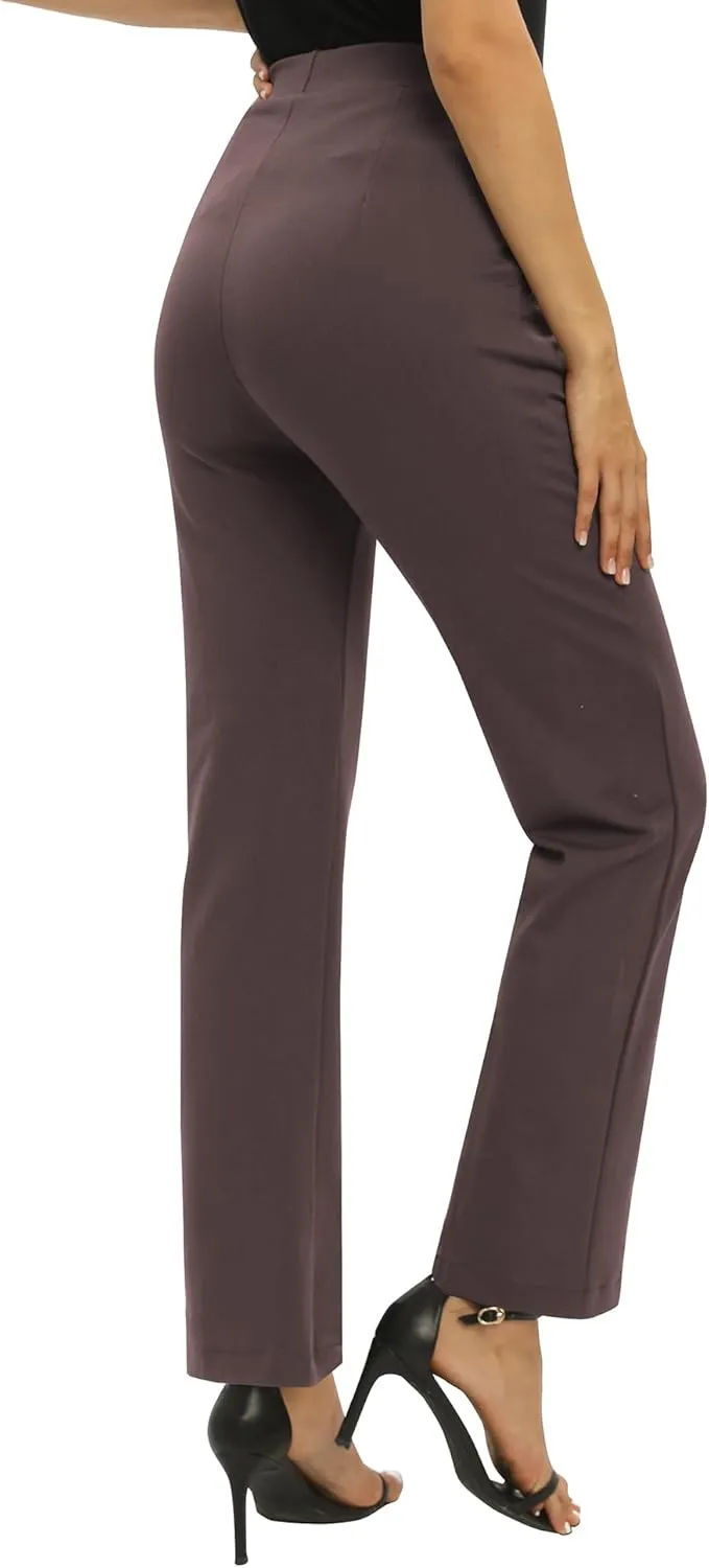 Women's Yoga Dress Pants Stretchy Casual Slacks Straight Leg Work Pants with Pockets