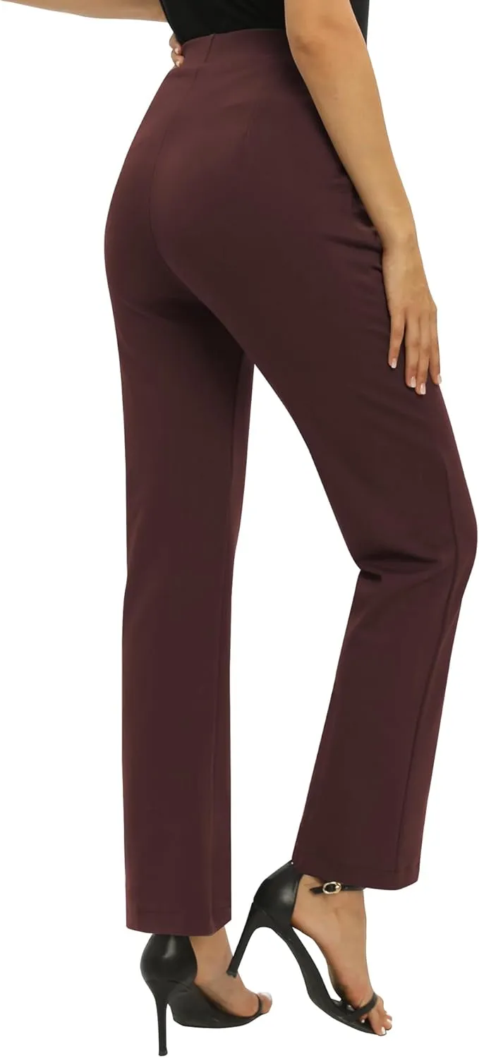Women's Yoga Dress Pants Stretchy Casual Slacks Straight Leg Work Pants with Pockets