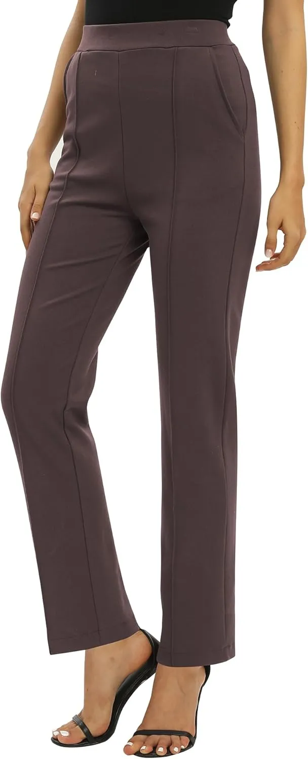 Women's Yoga Dress Pants Stretchy Casual Slacks Straight Leg Work Pants with Pockets