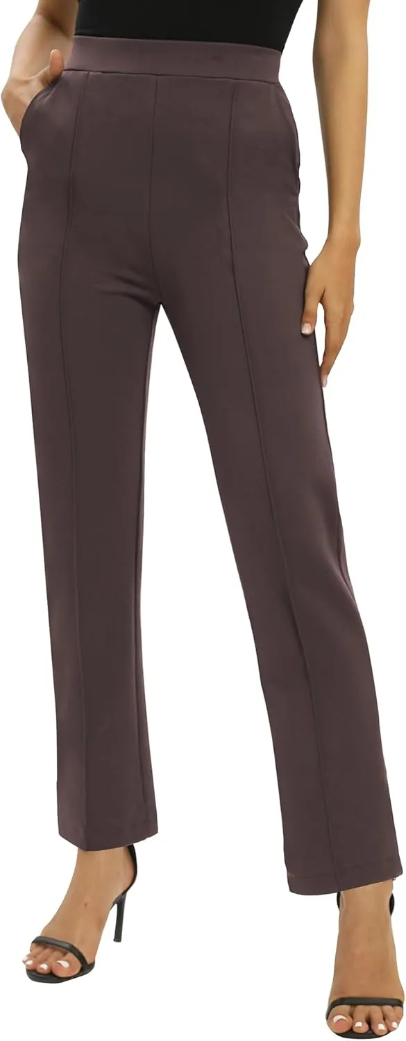 Women's Yoga Dress Pants Stretchy Casual Slacks Straight Leg Work Pants with Pockets