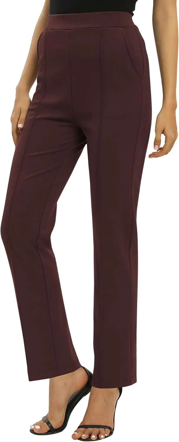Women's Yoga Dress Pants Stretchy Casual Slacks Straight Leg Work Pants with Pockets